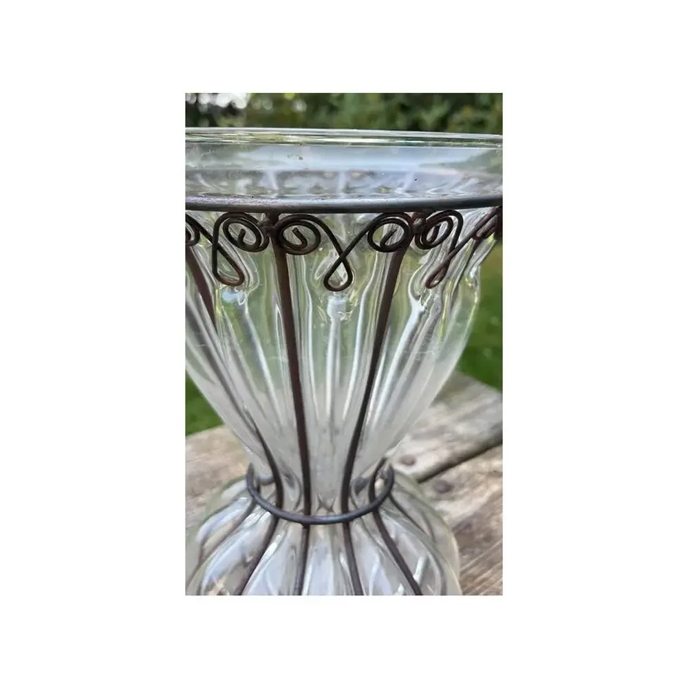 Crate & Barrel Petra hand-blown caged glass vase